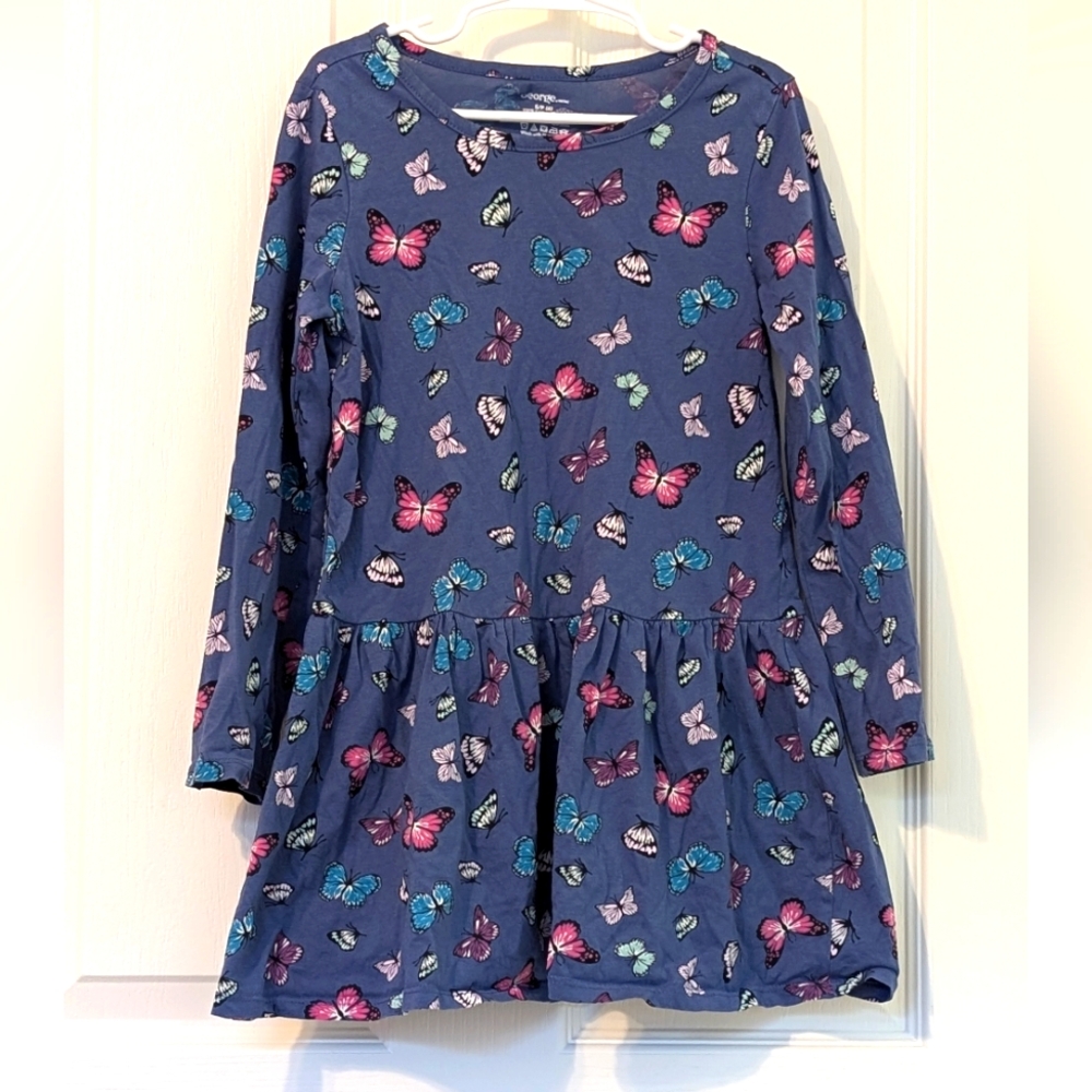 Kids George Butterfly Print Long Sleeve Dress